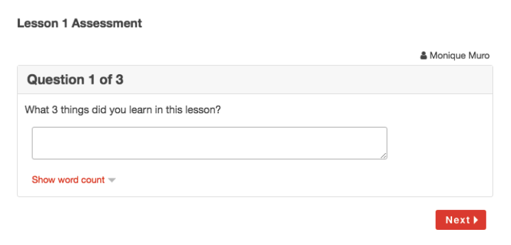 Example Assessment to Check for Understanding in Online Course