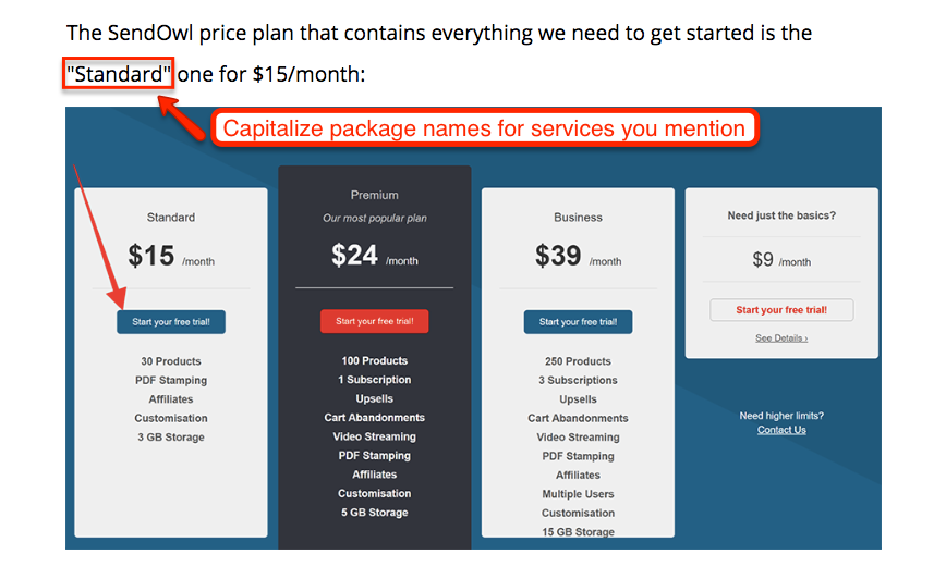 Capitalize Package Names in Online Course