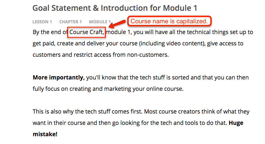 Capitalize the Name of Your Online Course