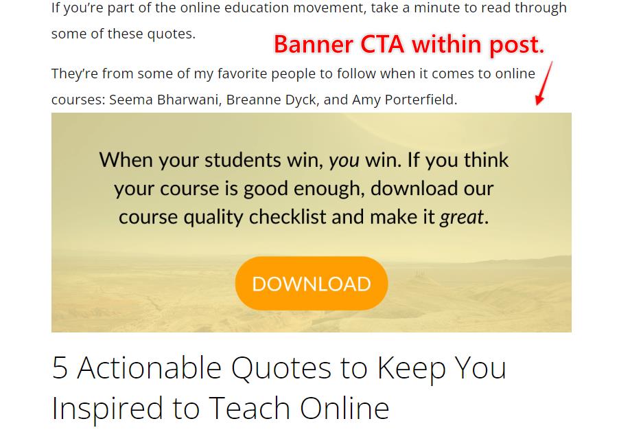 Banner CTA within blog post for more subscribers