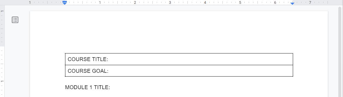 Course Outline in Google Docs