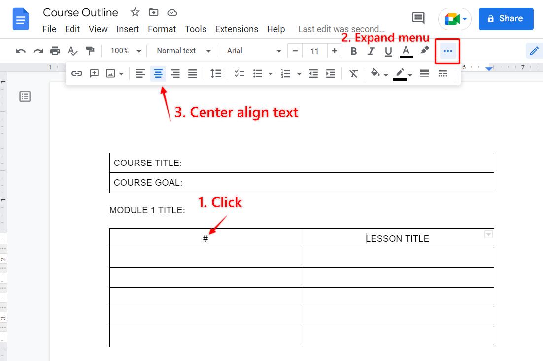 Use Google Docs for Outlining a Course